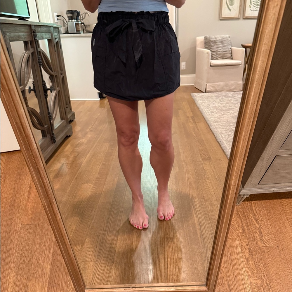 Free People Movement Black Mini Skort with Bow Tie